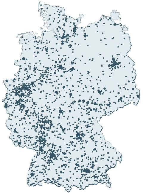 deutschlandweite Verteilung von Energieberatern, Handwerkern und Dienstleistern bei ModernuS